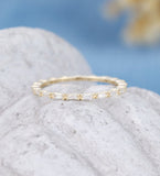 0.3ct Baguette Simulated Diamond Minimalist Wedding Band 14k Yellow Gold Plated