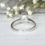 3Ct Emerald Cut Diamond Dual Claw Solitaire Engagement Ring 14K White Gold Over