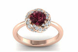 1.5ct Round Red Garnet Floral Swirl Solitaire Engagement Ring 14k Rose Gold Over