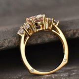 2ct Round Cut Morganite Petite Round Accents Solitaire Ring 14k Yellow Gold Over