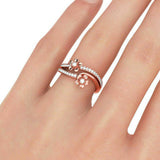 2ct Round Cut Diamond Engagement Ring 14k Rose Gold Finish Flower Split Shank