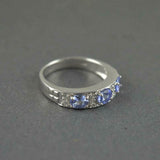 2ct Wedding Ring Band Oval Cut Blue Tanzanite Half Eternity 14k WhiteGold Finish