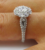 5Ct Round Cut Diamond Floral Iced Cocktail Engagement Ring 14K White Gold Finish