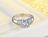2Ct Round Cut Diamond Adjustable Size Solitaire Accent Ring 14K White Gold Over