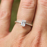 1ct Engagement Ring Radiant Cut Diamond Ball Shank Solitaire 14k White Gold Over