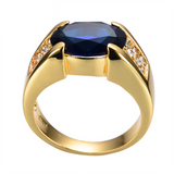 2ct Oval Cut Blue Sapphire Engagement Ring 14k Yellow Gold Over Accent Solitaire