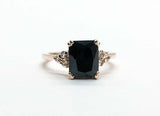 3ct Engagement Ring Radiant Cut Black Diamond Solitaire 14k Yellow Gold Finish