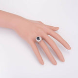 2.5ct Oval Cut Blue Sapphire Engagement Ring Halo Solitaire 14k White Gold Over