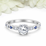 1.5ct Round Cut Diamond Engagement Ring Solitaire with Accent 18k WhiteGold Over