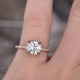 1.5ct Engagement Ring Round Cut Diamond Diamond Accent Halo 14k Rose Gold Finish