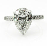 4.5ct Pear Diamond Hidden Halo Solitaire Ring 14K White Gold Over Round Accent