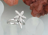 1ct Round Cut VVS1D Diamond Engagement Ring Flower Bypass 14k White Gold Finish