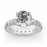 3.5Ct Round Cut Diamond Solitaire Eternity Engagement Ring 14K White Gold Finish