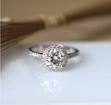 1.5ct Round Cut Diamond Engagement Ring 14k White Gold Finish Halo Solitaire