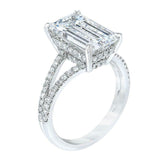 2.3ct Emerald Cut VVS1 Diamond Engagement Ring 14k White Gold Finish Split Shank