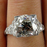 5.5ct Round Cut Diamond Milgrain Step Accent Vintage Ring 14K White Gold Finish