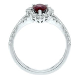 2.3ct Engagement Ring Pear Cut Pink Ruby Halo Split Shank 14k White Gold Finish