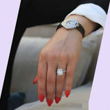 3Ct Emerald Cut Diamond Halo Engagement Ring 14K White Gold Finish Round Accents