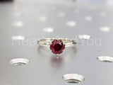 0.5ct Round Cut Simulated Ruby Solitaire Engagement Ring 14k White Gold Plated