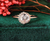 1ct Round Cut Simulated Morganite Crown Minimalist Ring 14k Rose Gold Plated