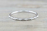 0.7ct Round Cut Diamond Wedding Band Minimalist Thin Promise 14k White Gold Over