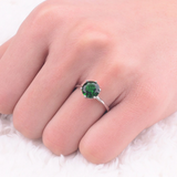 0.8ct Round Cut Green Emerald Engagement Ring 14k White Gold Finish Solitaire