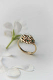 0.5ct Round Cut Green Emerald Engagement Ring Floral Bouquet 14k YellowGold Over