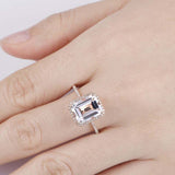 2.5ct Emerald Cut Diamond Engagement Ring Halo Solitaire 14k Rose Gold Finish