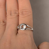 1.5ct Round Cut Peach Morganite Split Shank Engagement Ring 14k White Gold Over