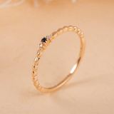 0.5ct Engagement Ring Round Cut Blue Sapphire Minimalist 14k Yellow Gold Finish