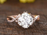1ct Cushion Cut Diamond Solitaire Eternity Engagement Ring 14k Rose Gold Finish