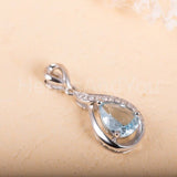 1ct Pear Simulated Blue Aquamarine Anniversary Pendant 14k White Gold Plated