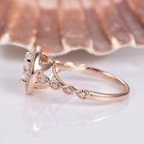 Antique Halo Engagement Ring 1.8ct Round Cut VVS1D Diamond 14k Rose Gold Finish