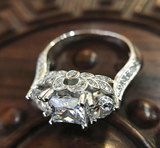 5Ct Princess Cut Diamond Cocktail Vintage Engagement Ring 14K White Gold Finish
