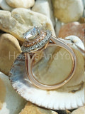 2.2ct Round Cut Moissanite Dula Halo Style Engagement Ring 14k Dual Gold Plated