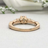 2ct Round Cut Morganite Solitaire with Accent Trilogy Ring 14k YellowGold Finish