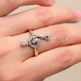 0.3ct Round Cut Moissanite Musical Note Engagement Ring 14k Yellow Gold Plated