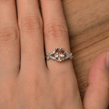 2ct Engagement Ring Oval Cut Peach Morganite Butterfly Accent 14k WhiteGold Over