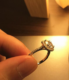 3Ct Round Cut Diamond Halo Solitaire Women Engagement Ring 18K WhiteGold Finish