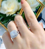 2.3ct Round Cut Moissanite Split Shank Dual Halo Women Ring 14K WhiteGold Plated