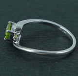 0.3ct Engagement Ring Oval Cut Green Peridot Swirl Twist 14k White Gold Finish