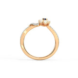 1ct Engagement Ring Round Cut Blue Sapphire Flower Design 14k Rose Gold Finish