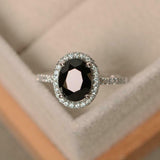 2ct Engagement Ring Oval Cut Black Diamond Halo Solitaire 14k White Gold Finish