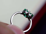 2.3ct Engagement Ring Oval Cut Emerald Stylish Partywear 14k White Gold Finish
