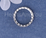 2.1ct Round Cut Moissanite Eternity Dual Row Wedding Band 14k White Gold Plated