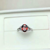 1.6ct Oval Cut Red Garnet Engagement Ring Diamond Split Band 14k White Gold Over