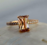 1.2ct Engagement Ring Radiant Yellow Citrine Diamond Accent 14k Yellow Gold Over