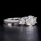 2.5Ct Round Cut Diamond Trilogy Solitaire Engagement Ring 18K White Gold Finish