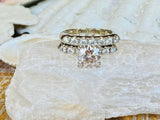 2.1ct Round Cut Moissanite Vintage-Inspired Bridal Set 14k White Gold Plated