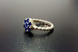 1.6ct Engagement Ring Round Blue Sapphire Cluster Ball Shank 14k White Gold Over